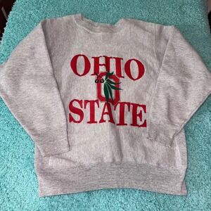 Vintage Ohio State Buckeyes Crewneck Sweatshirt XL H. Wolf & Sons Gray Red